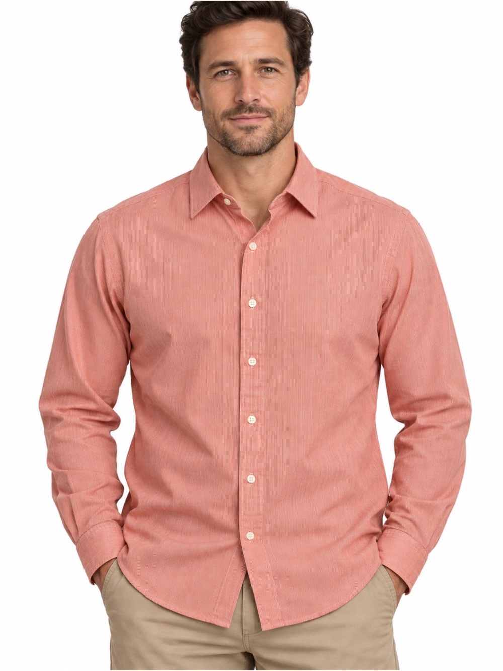 Polo Ralph Lauren Estate Shirt Mens 17 34/35 Coral Pink Cotton Button Down